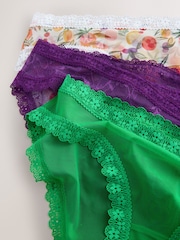 Fruit Print High Leg Mesh and Lace Knickers 3 Pack - Image 5 of 10