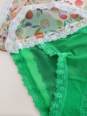 Fruit Print High Leg Mesh and Lace Knickers 3 Pack - Image 6 of 10