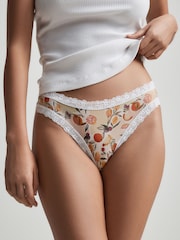 Fruit Print High Leg Mesh and Lace Knickers 3 Pack - Image 8 of 10