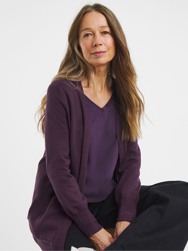 JD Williams Purple Longline Edge To Edge Cardigan - Image 1 of 4 JD Williams Purple Longline Edge To Edge Cardigan - Image 1 of 4