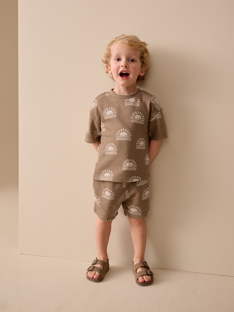 Brown Sun Short Sleeve All-Over Print T-Shirt and Shorts Set (3mths-7yrs) - Image 2 of 8