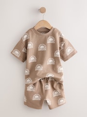 Brown Sun Short Sleeve All-Over Print T-Shirt and Shorts Set (3mths-7yrs) - Image 5 of 8