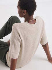 JD Williams Natural Sponge Ribbed Short Sleeve Knitted Jumper - Image 2 of 4