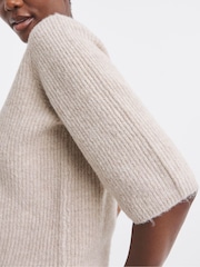 JD Williams Natural Sponge Ribbed Short Sleeve Knitted Jumper - Image 3 of 4