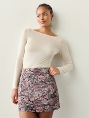 Estampado floral de tapicería - Mini Denim Skirt - Imagen 1 de 7