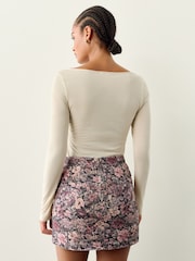 Estampado floral de tapicería - Mini Denim Skirt - Imagen 3 de 7