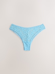 Blue Brazilian Cotton And Lace Knickers 3 Pack - Image 2 of 6