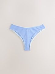 Blue Brazilian Cotton And Lace Knickers 3 Pack - Image 3 of 6