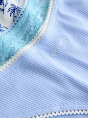 Blue Brazilian Cotton And Lace Knickers 3 Pack - Image 5 of 6