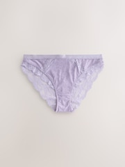 Cream/Lilac/Peach High Leg Lace Trim Knickers 3 Pack - Image 7 of 10
