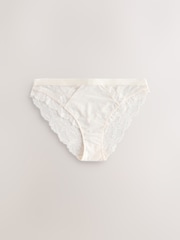 Cream/Lilac/Peach High Leg Lace Trim Knickers 3 Pack - Image 8 of 10