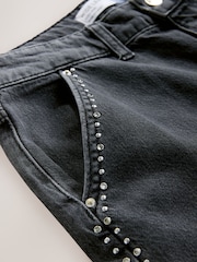 Gris - Studded Alto Rise Palazzo Wide Leg Jeans - Imagen 8 de 9
