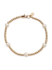 Lauren Ralph Lauren Gold Gold Tone Station Pearl Flex Bracelet - Image 1 of 1