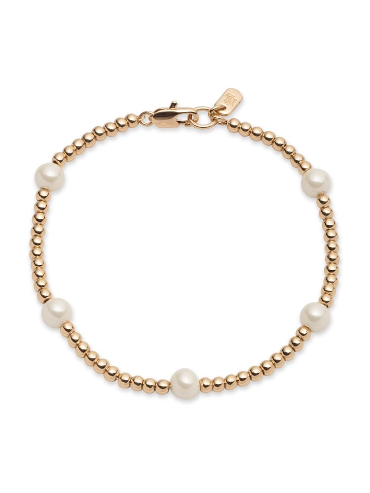 Lauren Ralph Lauren Gold Gold Tone Station Pearl Flex Bracelet - Image 1 of 1 Lauren Ralph Lauren Gold Gold Tone Station Pearl Flex Bracelet - Image 1 of 1