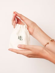 Lauren Ralph Lauren Gold Gold Tone Script Bangle with Crystal Detailing - Image 3 of 3