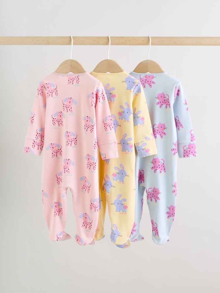 ピンク / イエロー - キャラクター ツーウェイジップ ベビー パジャマ 3 枚組（0か月～2歳） - 画像 2 / 13