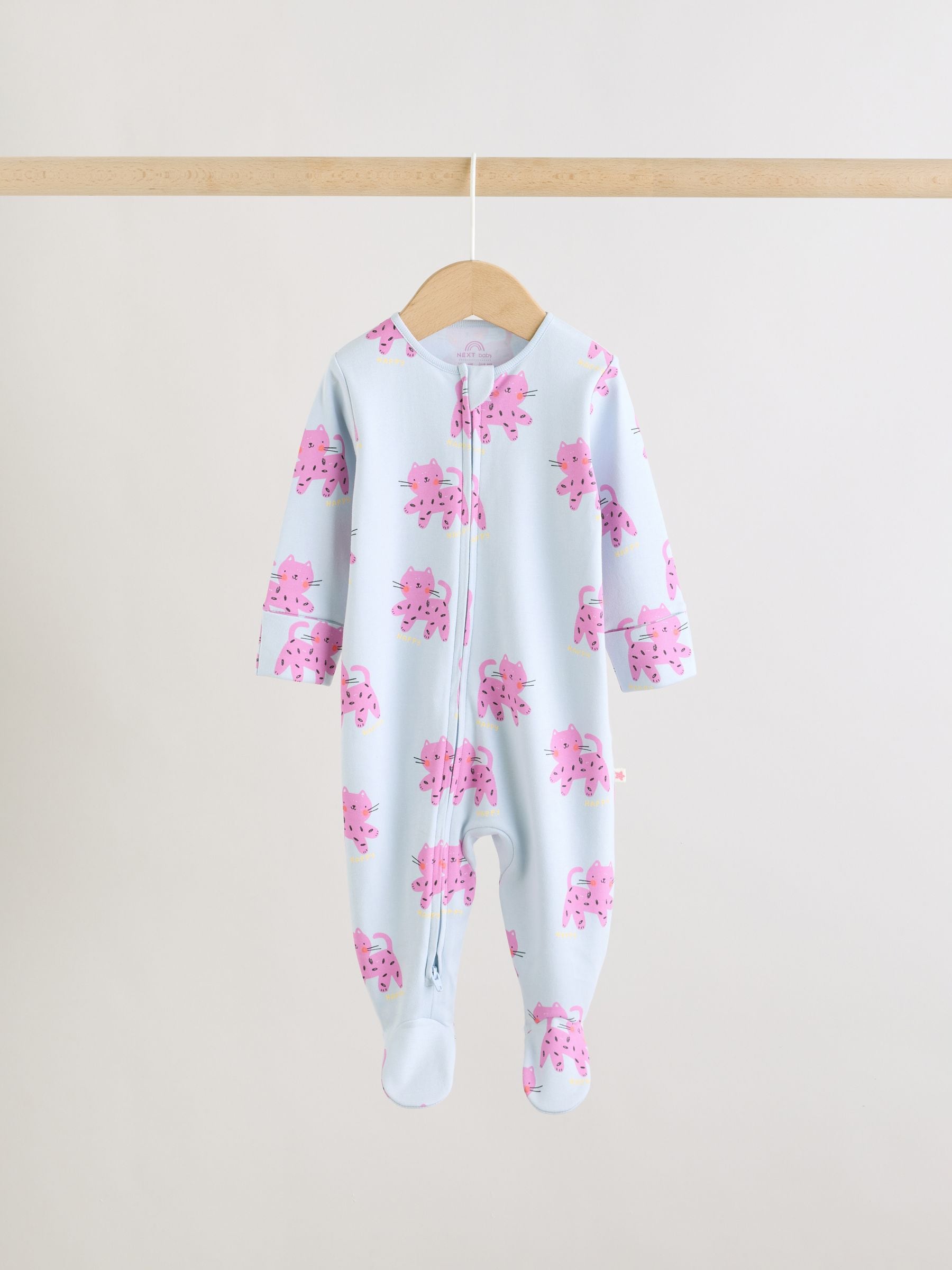 Buy Pink/Yellow character Two Way Zip Baby Sleepsuits 3 Pack