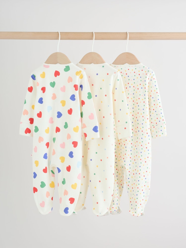 Blue/White Two Way Zip Baby Sleepsuit 3 Pack (0mths-2yrs) - Image 2 of 13