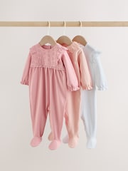 粉色 - 嬰童連身睡衣 3 件裝（0-2 歲） - 圖片 1/12