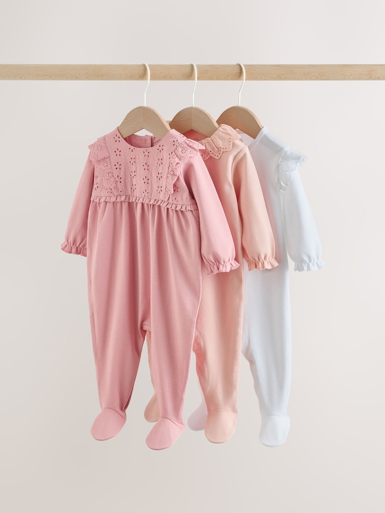粉色 - 嬰童連身睡衣 3 件裝（0-2 歲） - 圖片 1/12