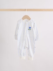 Blue Two Way Zip Baby Sleepsuits 3 Pack (0mths-3yrs) - Image 3 of 12
