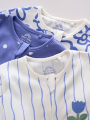 Blue Two Way Zip Baby Sleepsuits 3 Pack (0mths-3yrs) - Image 8 of 12