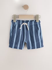 Blue/Navy Stripe Soft Textured Pull On Shorts (3mths-7yrs) - Image 1 of 4