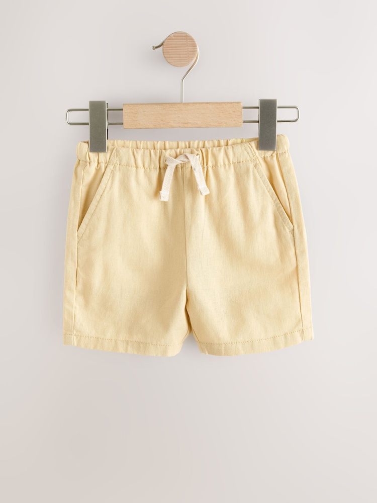 Rust Orange/Yellow/Stripe Linen Blend Shorts 3 Pack (3mths-7yrs) - Image 1 of 7
