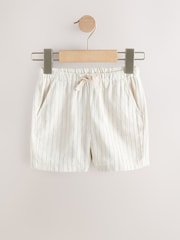 Rust Orange/Yellow/Stripe Linen Blend Shorts 3 Pack (3mths-7yrs) - Image 6 of 7