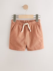 Rust Orange/Yellow/Stripe Linen Blend Shorts 3 Pack (3mths-7yrs) - Image 7 of 7