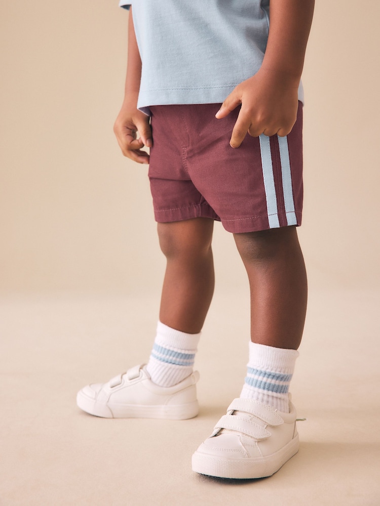 Burgundy Red Side Stripe Pull On Shorts (3mths-7yrs) - Image 1 of 7