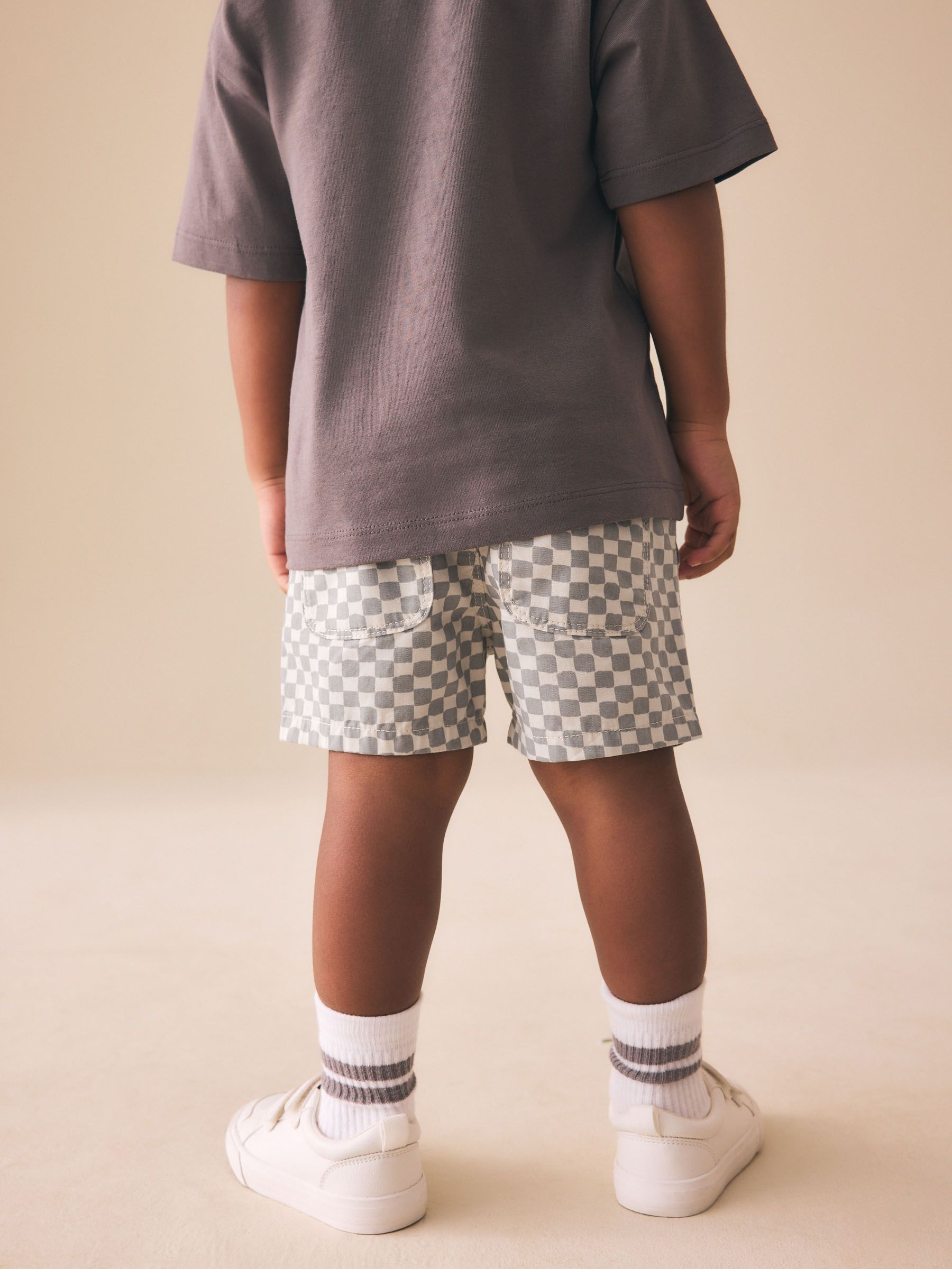 Buy Neutral Checkerboard Pull On Shorts (3mths-7yrs) from Next USA