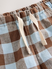 Blue/Brown Gingham - Зыгыр кездемеден тигилген тармал шортылар (3ай -7жыл) - 4ичинен 4 сүрөт
