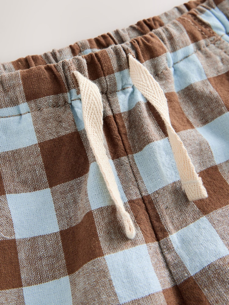 Blue/Brown Gingham - Зыгыр кездемеден тигилген тармал шортылар (3ай -7жыл) - 4ичинен 4 сүрөт