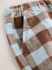Blue/Brown Gingham Linen Blend Pull On Shorts (3mths-7yrs) - Image 7 of 8