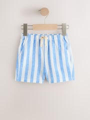 ネイビー / ブルー ストライプ - リネン混 ショートパンツ 2 枚組（3か月～7歳） - 画像 2 / 6