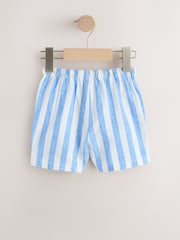 ネイビー / ブルー ストライプ - リネン混 ショートパンツ 2 枚組（3か月～7歳） - 画像 3 / 6