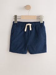 ネイビー / ブルー ストライプ - リネン混 ショートパンツ 2 枚組（3か月～7歳） - 画像 4 / 6