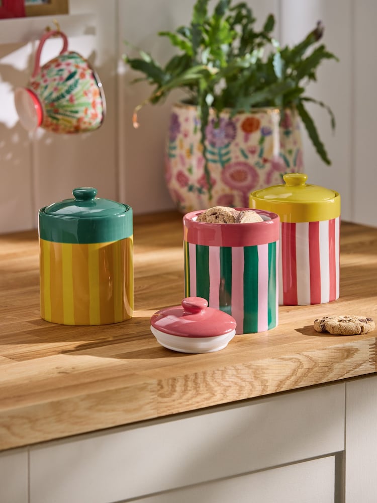 Lucy Tiffney Set of 3 Striped Storage Jars - Bilde 1 av 3