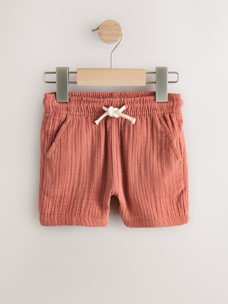 Neutral/Brown/Red/Blue/Sage Green Soft Textured Pull On Shorts 5 Pack (3mths-7yrs) - Image 2 of 9 Neutral/Brown/Red/Blue/Sage Green Soft Textured Pull On Shorts 5 Pack (3mths-7yrs) - Image 2 of 9