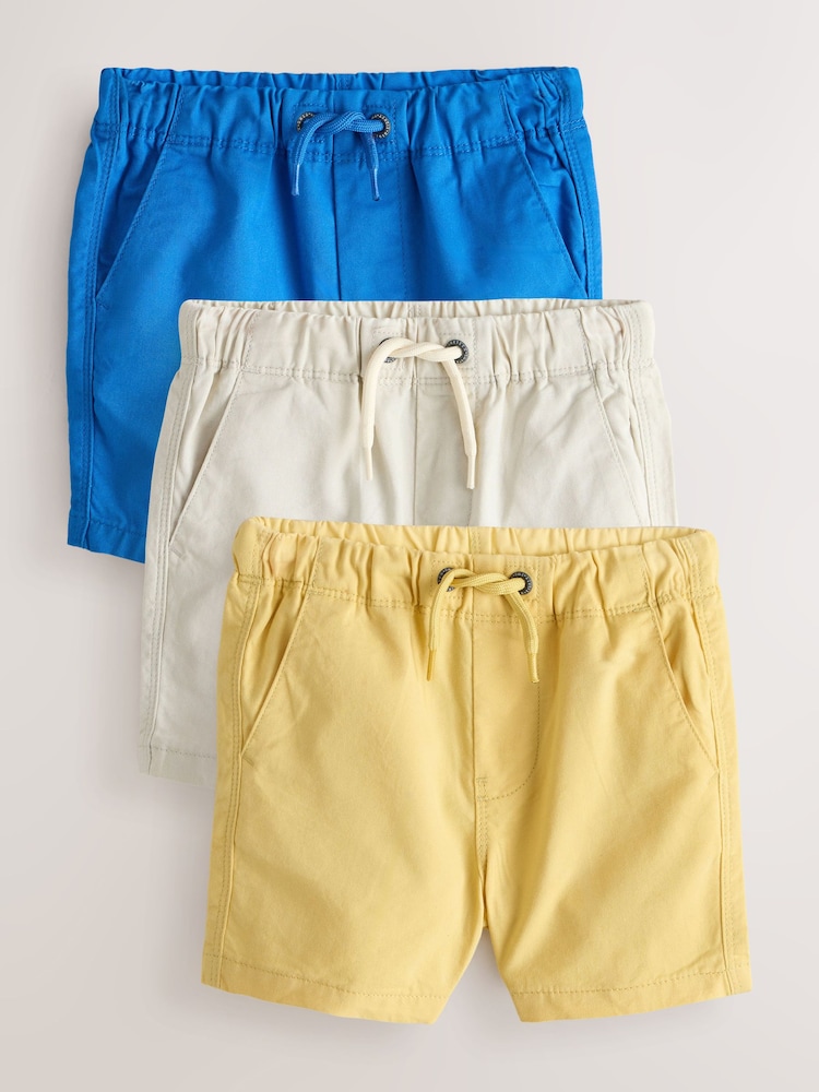 Blue/Neutral/Yellow Pull On Shorts 3 Pack (3mths-7yrs) - Image 1 of 7