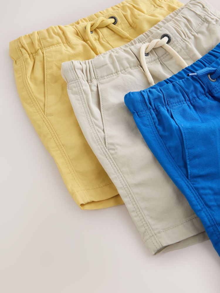 Blue/Neutral/Yellow Pull On Shorts 3 Pack (3mths-7yrs) - Image 7 of 7