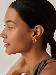 Missoma Gold Tone Tennis Charm Mini Hoop Earrings - Image 5 of 6