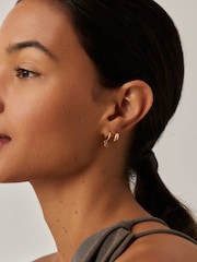 Missoma Gold Tone Tennis Charm Mini Hoop Earrings - Image 6 of 6