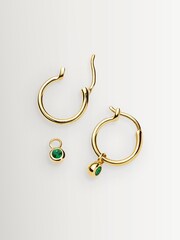 Missoma Gold Tone Tennis Charm Mini Hoop Earrings - Image 2 of 6
