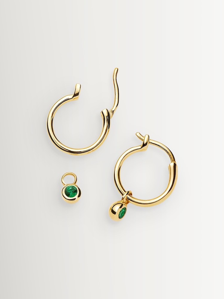 Missoma Gold Tone Tennis Charm Mini Hoop Earrings - Image 2 of 6 Missoma Gold Tone Tennis Charm Mini Hoop Earrings - Image 2 of 6