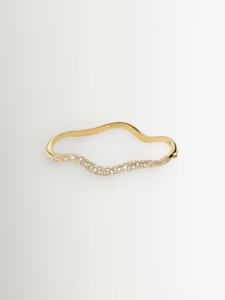 Missoma Gold Tone Molten Snow Ripple Hinged Bangle - Image 1 of 4 Missoma Gold Tone Molten Snow Ripple Hinged Bangle - Image 1 of 4