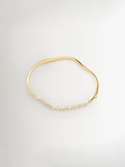 Missoma Gold Tone Molten Snow Ripple Hinged Bangle - Image 2 of 4