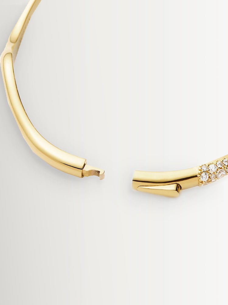 Missoma Gold Tone Molten Snow Ripple Hinged Bangle - Image 4 of 4 Missoma Gold Tone Molten Snow Ripple Hinged Bangle - Image 4 of 4