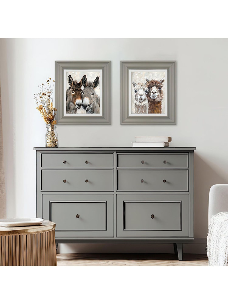 Art Marketing Set of 2 Brown Grey Eey and Ore and Abe and Lincoln Wall Art - Image 1 of 4